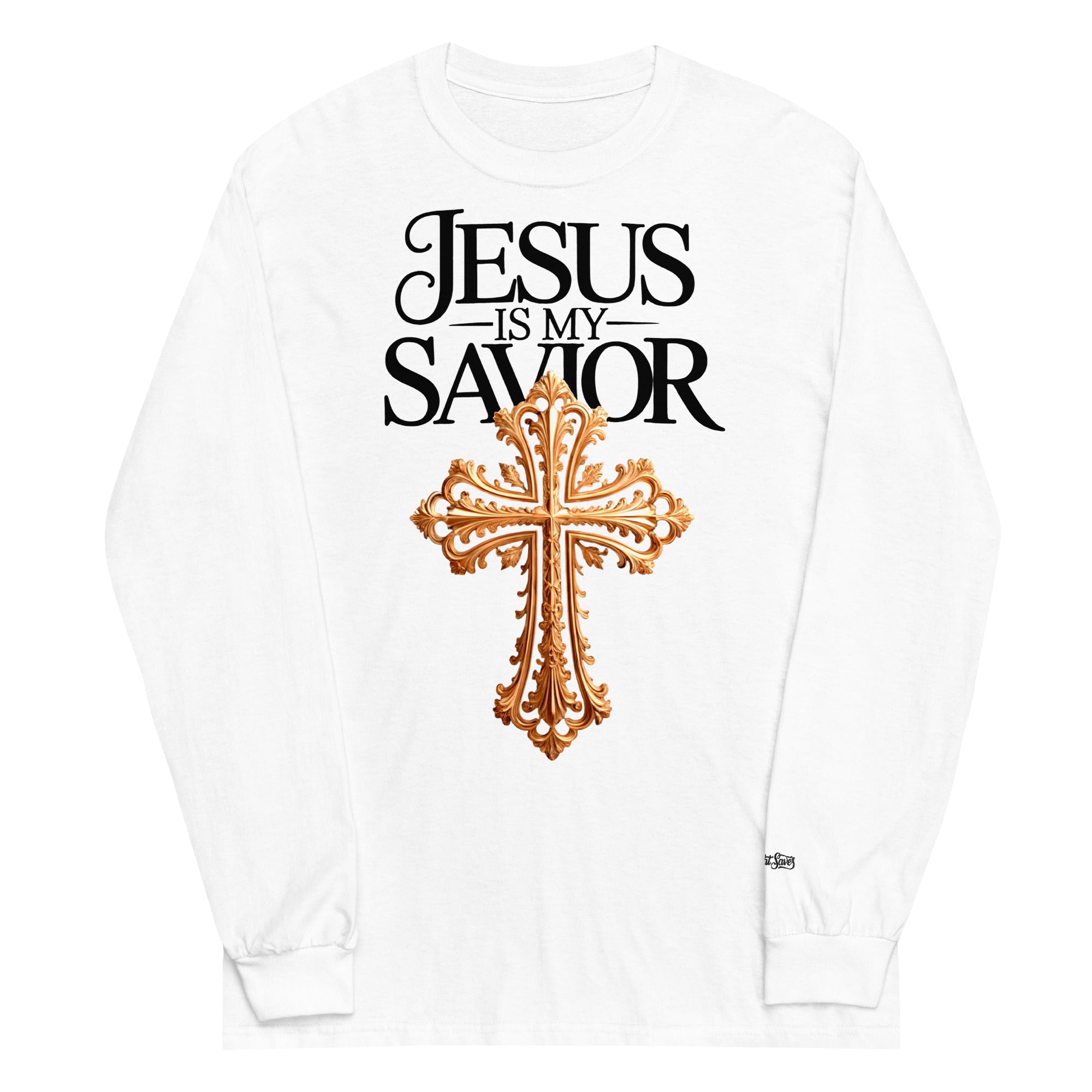Men’s Long Sleeve Shirt – “Jesus Is My Savior” | J316 Label