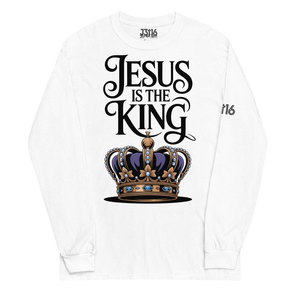 Men’s Long Sleeve Shirt – “Jesus Is the King” | J316 Label