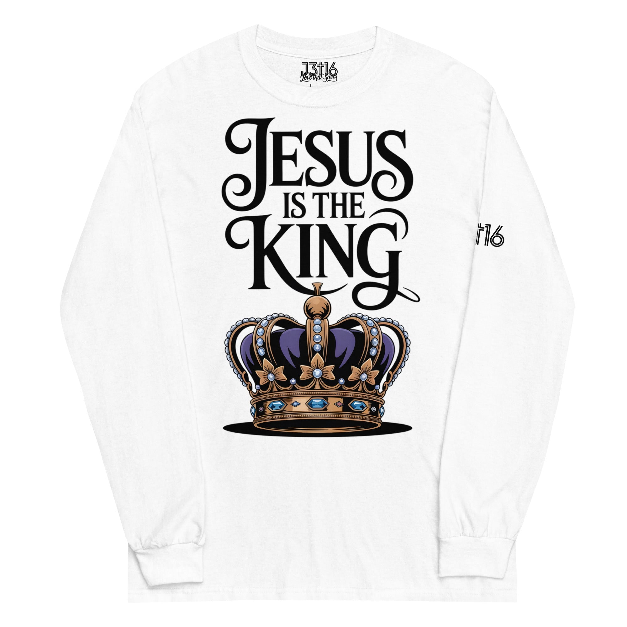 Men’s Long Sleeve Shirt – “Jesus Is the King” | J316 Label