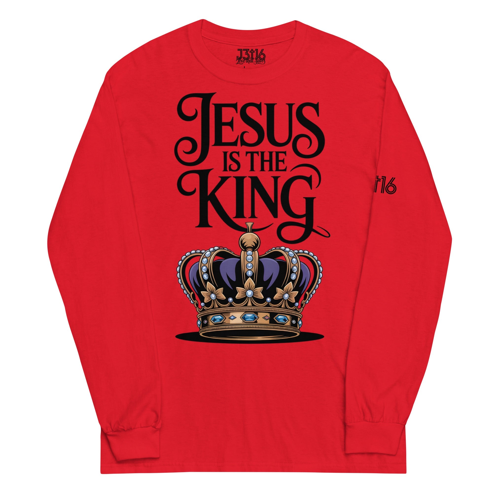 Men’s Long Sleeve Shirt – “Jesus Is the King” | J316 Label