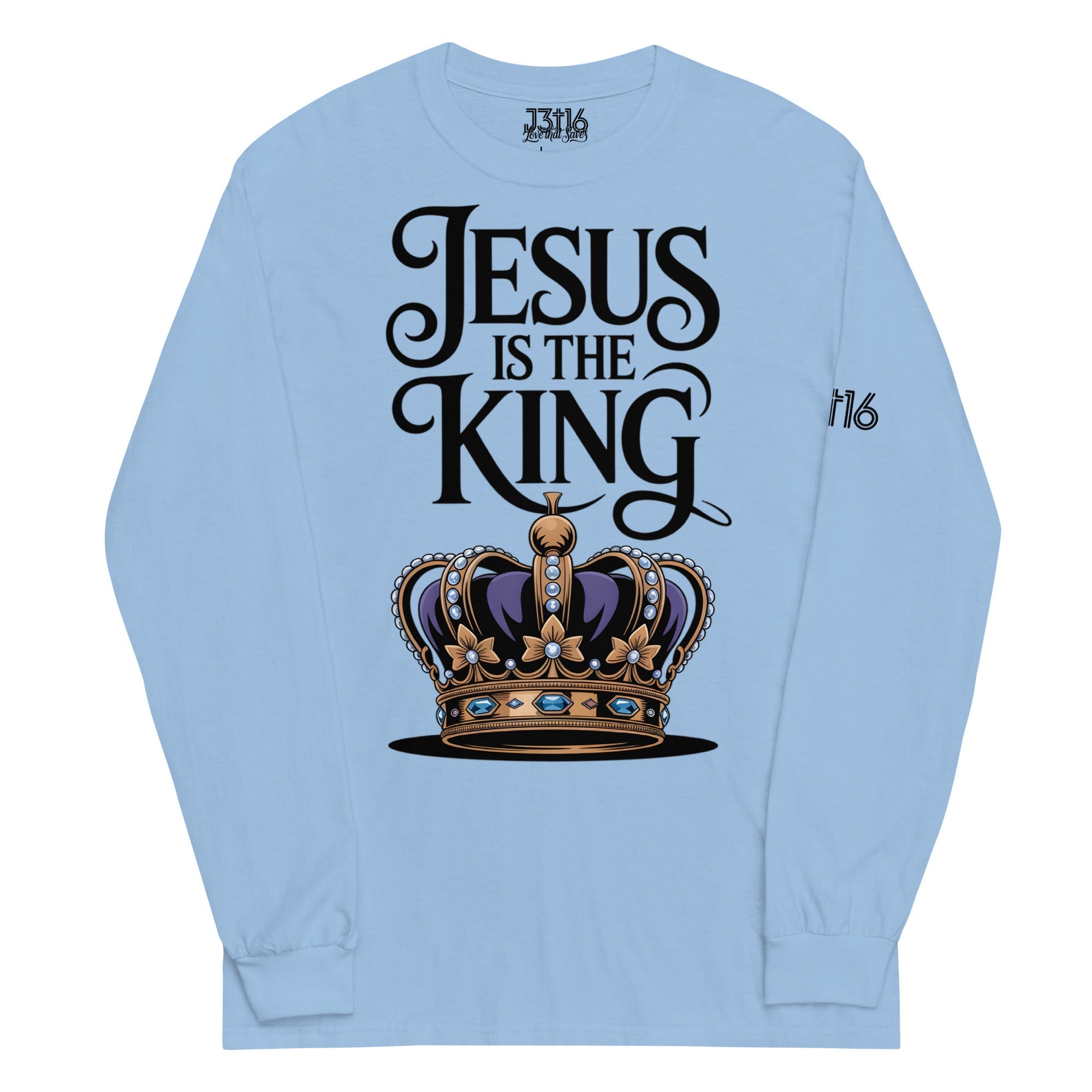 Men’s Long Sleeve Shirt – “Jesus Is the King” | J316 Label