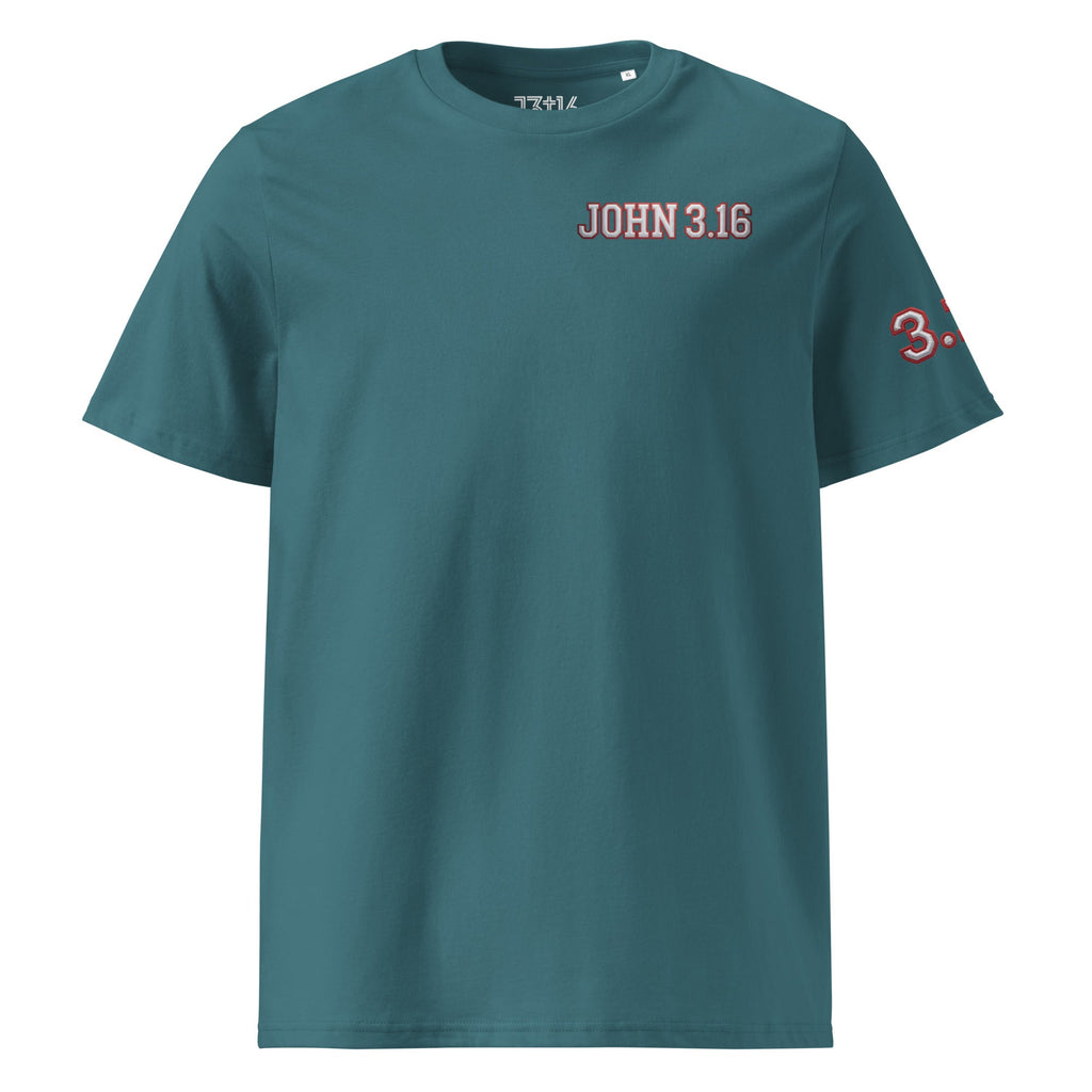 Unisex organic cotton t-shirt - II JOHN 3:16  | J316 Label
