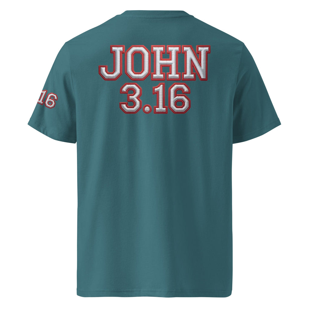 Unisex organic cotton t-shirt - II JOHN 3:16  | J316 Label